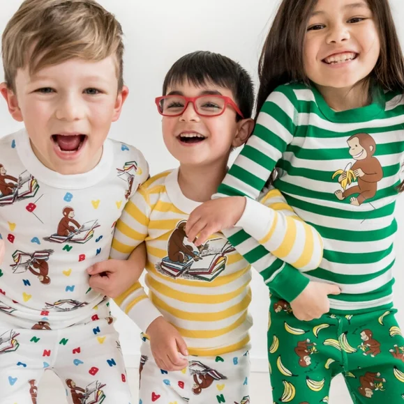 NWT Hanna Andersson Curious George Story Time Long John Pajama